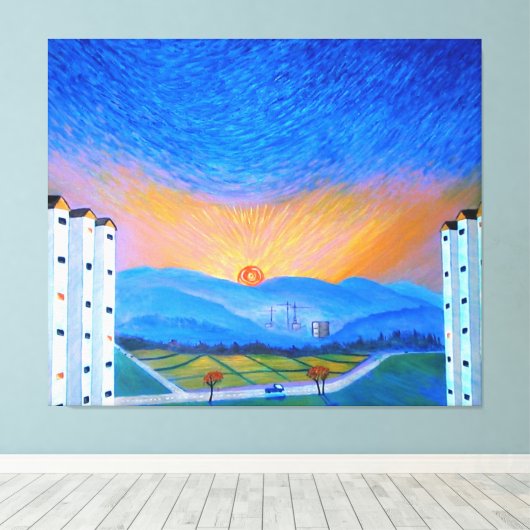 Sunrise Korean Countryside Canvas Afdruk (Insitu (Houten vloer))