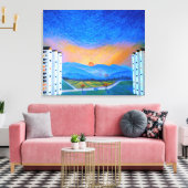 Sunrise Korean Countryside Triple Canvas Afdruk (Insitu (Woonkamer))