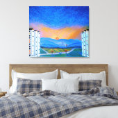 Sunrise Korean Countryside Triple Canvas Afdruk (Insitu (Slaapkamer))