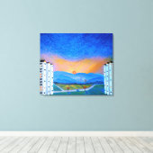 Sunrise Korean Countryside Triple Canvas Afdruk (Insitu (Houten vloer))
