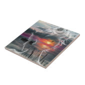 Sunrise Lady - Natuur - Origineel Kunstschilder Tegeltje (Zijkant)