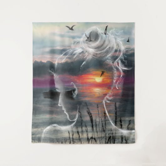 Sunrise Lady Tapestry - Natuur Wandkleed (Voorkant)