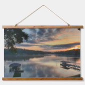 Sunrise Lake Uitzicht Schilderachtig Waterfront Fo Hangend Wandkleed (Voorkant)