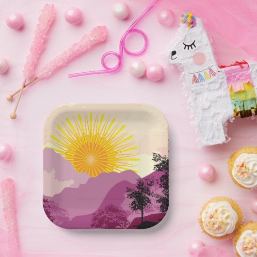 Sunrise Landscape Papieren Bordje (Feest)