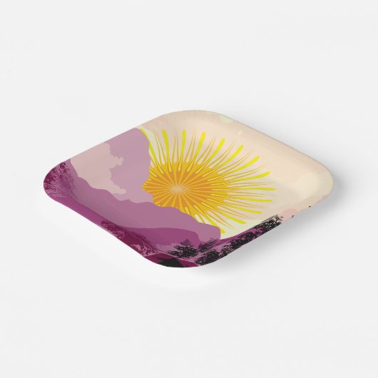 Sunrise Landscape Papieren Bordje (Gebogen)