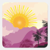 Sunrise Landscape Vierkante Sticker (Voorkant)