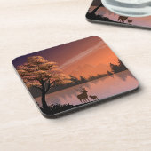 Sunrise Landschap met meer en herten-51207 Bier Onderzetter (Linkerzijde)