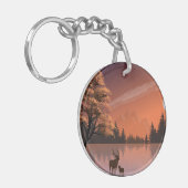 Sunrise Landschap met meer en herten-51207 Sleutelhanger (Voorkant Links)