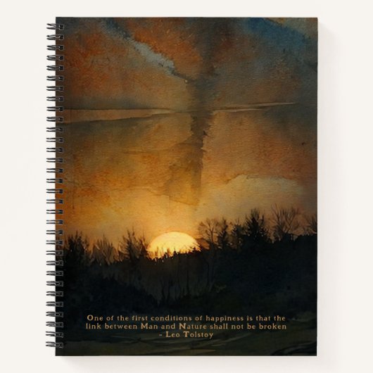 Sunrise Leo Tolstoy Happiness Quote Black Journal Notitieboek (Voorkant)