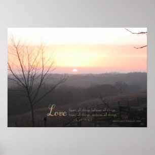 Sunrise Love 1 Cor. 13: 4,7 afdrukken Poster