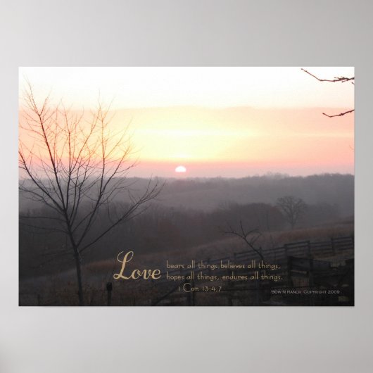 Sunrise Love 1 Cor. 13: 4,7 afdrukken Poster (Voorkant)