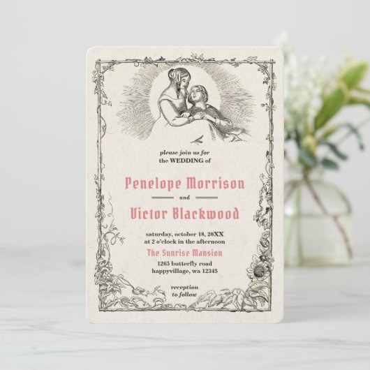 Sunrise Love Huwelijksuitnodiging Kaart (Staand voorkant)