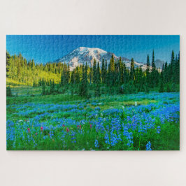 Sunrise Lupine en Mount Rainer Legpuzzel