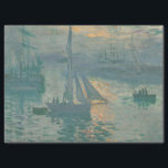 Sunrise (Marine) door Claude Monet Tissuepapier<br><div class="desc">In het gedempte palet van de opkomende dageraad, portretteerde Claude Monet de industriële haven van Le Havre aan de noordkust van Frankrijk. Het briljante sinaasappel van de opkomende zon glimt tussen de vochtige lucht en danst op het zachte rimpelende water, waardoor de iriserende blues en greens oplichten. Nauwelijks te onderscheiden...</div>