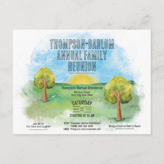 Sunrise Meadows Family Reunion Invitation Briefkaa Briefkaart (Voorkant)