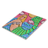 Sunrise Mermaid Abstract digitaal schilderen Tegeltje (Zijkant)