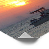 Sunrise met boot op Sanibel Island Poster (Hoek)