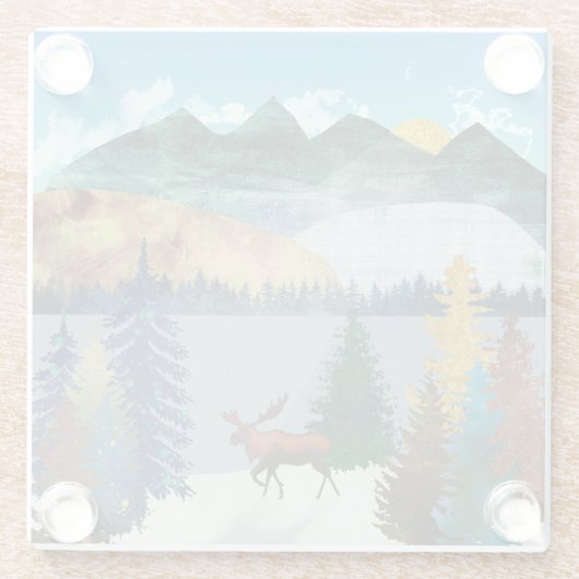 Sunrise Moose Glazen Onderzetter (Achterkant)