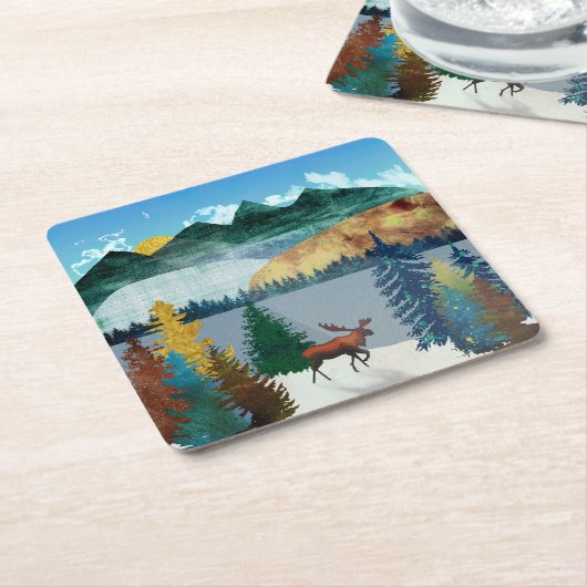 Sunrise Moose Kartonnen Onderzetters (Schuin)