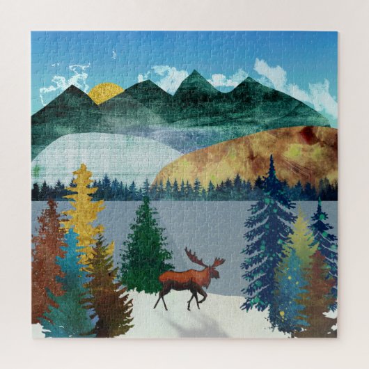Sunrise Moose Legpuzzel (Verticaal)