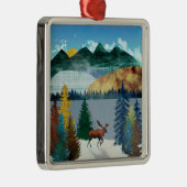 Sunrise Moose Metalen Ornament (Rechts)