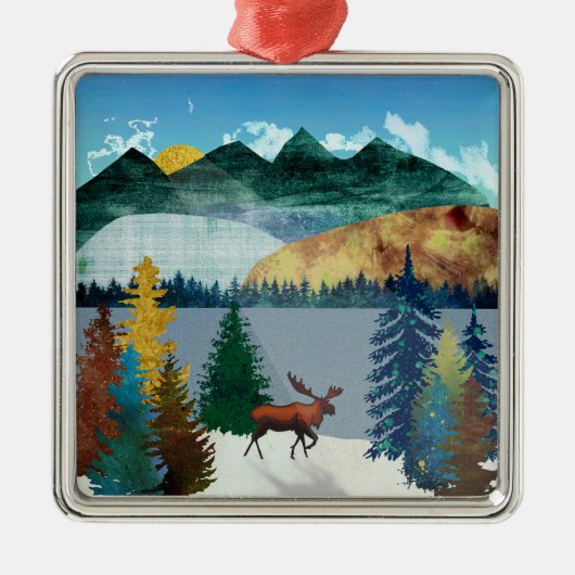 Sunrise Moose Metalen Ornament (Voorkant)