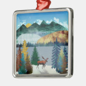 Sunrise Moose Metalen Ornament (Links)