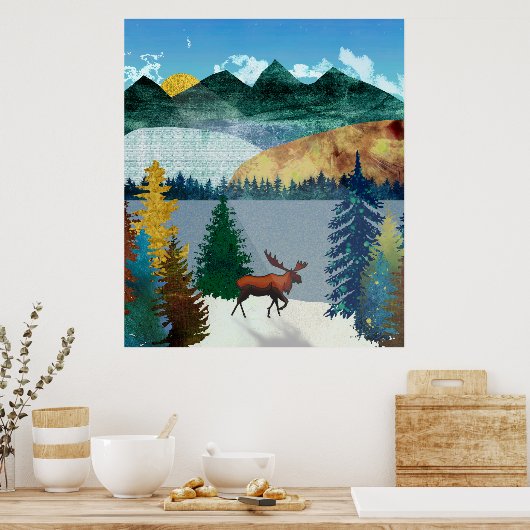 Sunrise Moose Poster (Keuken)