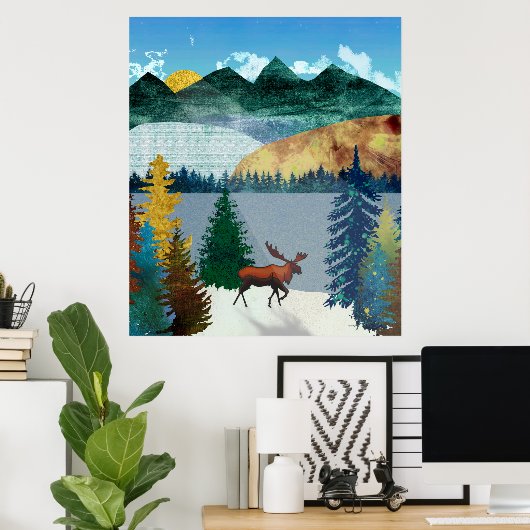 Sunrise Moose Poster (Thuiskantoor)