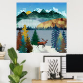 Sunrise Moose Poster (Thuiskantoor)