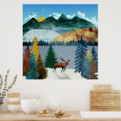 Sunrise Moose Poster (Keuken)