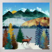 Sunrise Moose Poster (Voorkant)