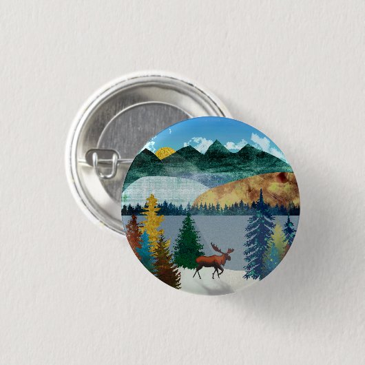 Sunrise Moose Ronde Button 3,2 Cm (Voorkant /achterkant)