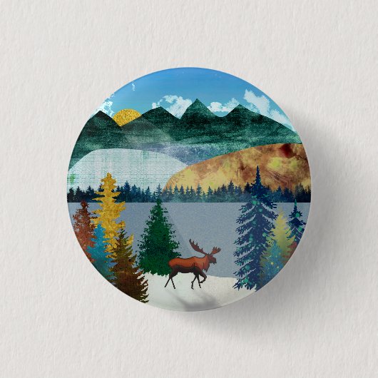 Sunrise Moose Ronde Button 3,2 Cm (Voorkant)