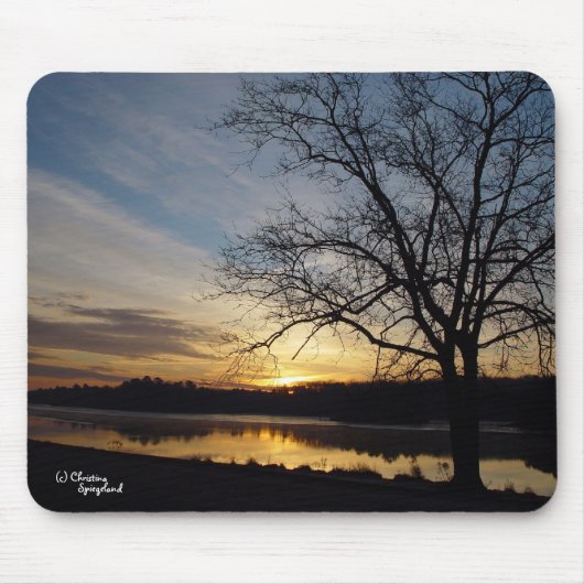 Sunrise Oak Tree Lake Mousepad Muismat (Voorkant)