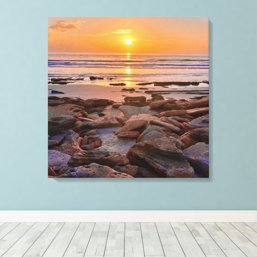Sunrise ocean shoreline Canvas (Insitu (Houten vloer))