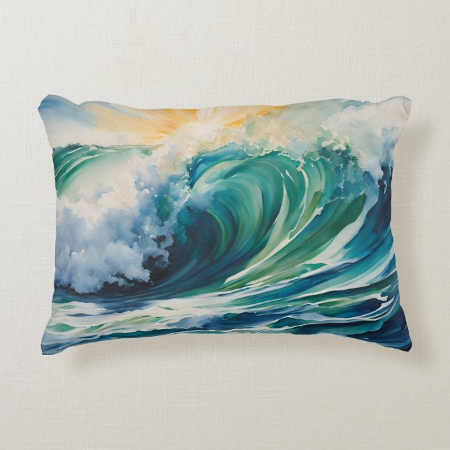 Sunrise Ocean Waves Beach Accent Kussen (Voorkant)