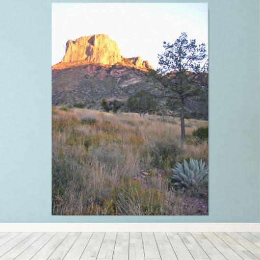 Sunrise op Casa Grande, BBNP, Texas Canvas Afdruk (Insitu (Houten vloer))