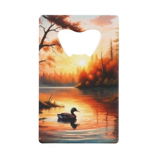 Sunrise op het meer creditkaart flessenopener (Voorkant)