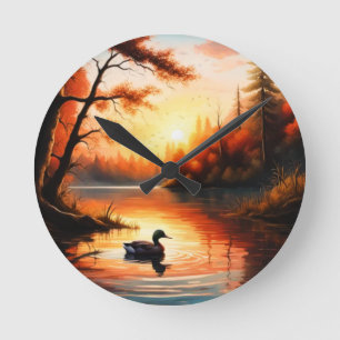 Sunrise op het meer ronde klok