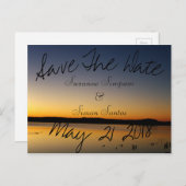 Sunrise op het meer Save The Date Aankondigingskaart (Voorkant / Achterkant)