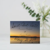 Sunrise op het meer Save The Date Aankondigingskaart (Staand voorkant)