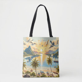 Sunrise op het strand tote bag