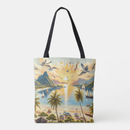 Sunrise op het strand tote bag