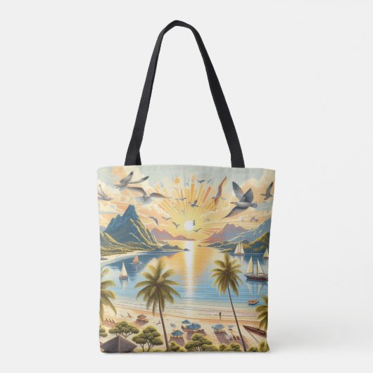 Sunrise op het strand tote bag (Achterkant)