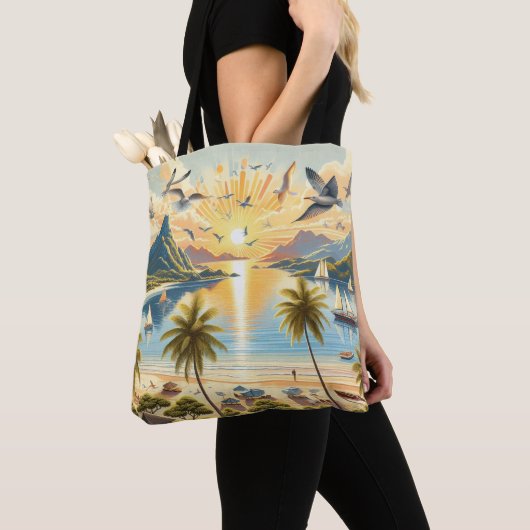 Sunrise op het strand tote bag (Dichtbij)