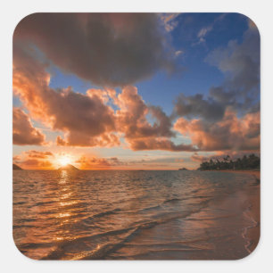 Sunrise op Mokulua Island Vierkante Sticker