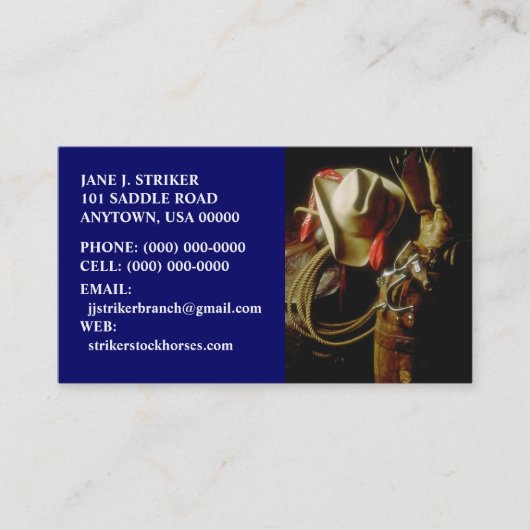 SUNRISE OP WESTERN VISITEKAARTJES COWBOY PET (Voorkant)