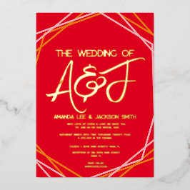 Sunrise Oranje roze rode bruine bruiloft Folie Uitnodiging