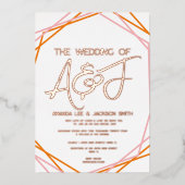 Sunrise Oranje roze Roos Gold Folie Uitnodiging (Voorkant)